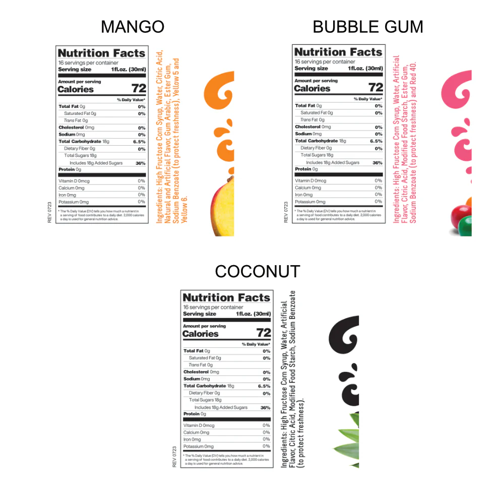 3-Pack Time For Treats Syrup - Mango, Bubble Gum, Coconut - Image 6